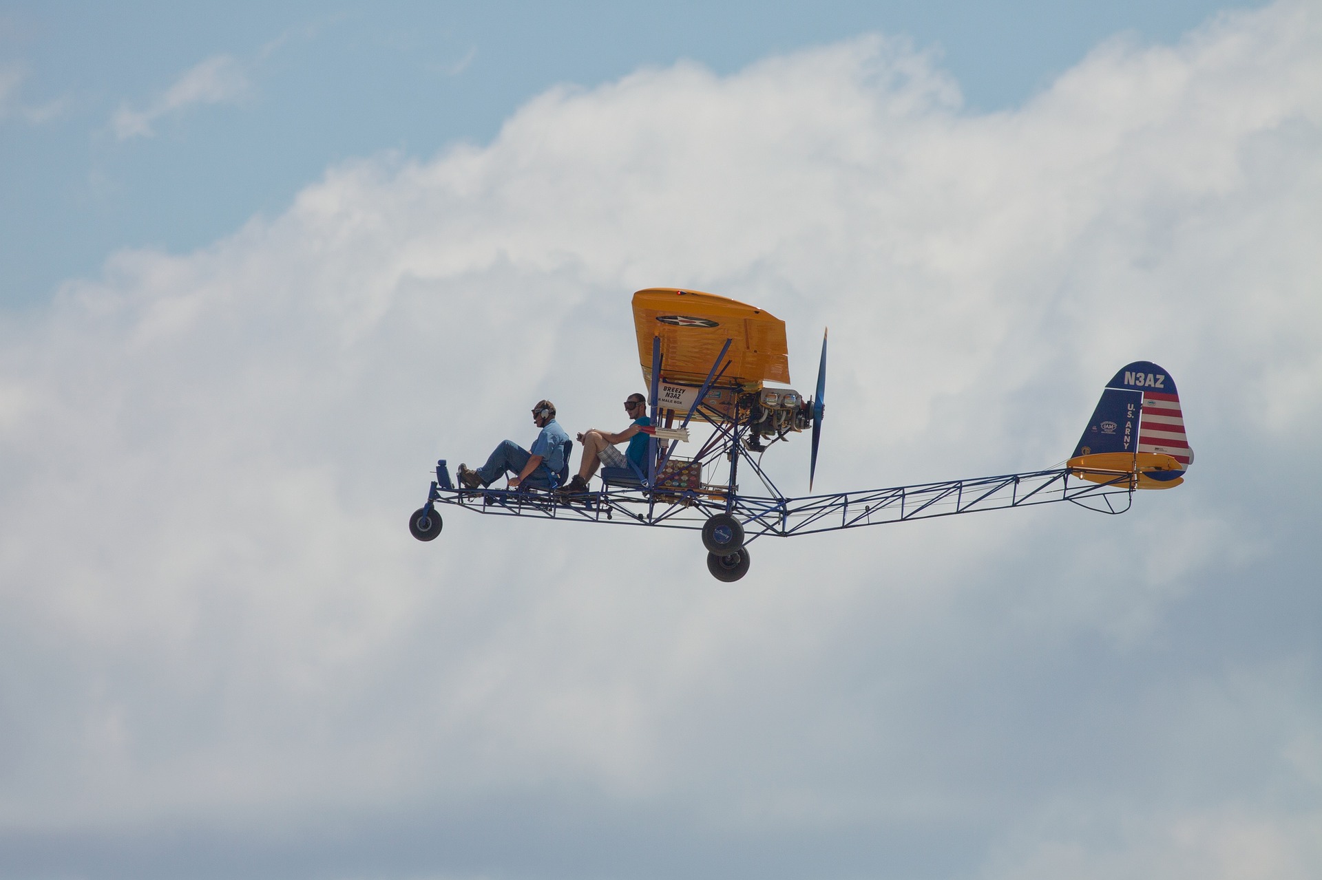 ULM in flight with passenger