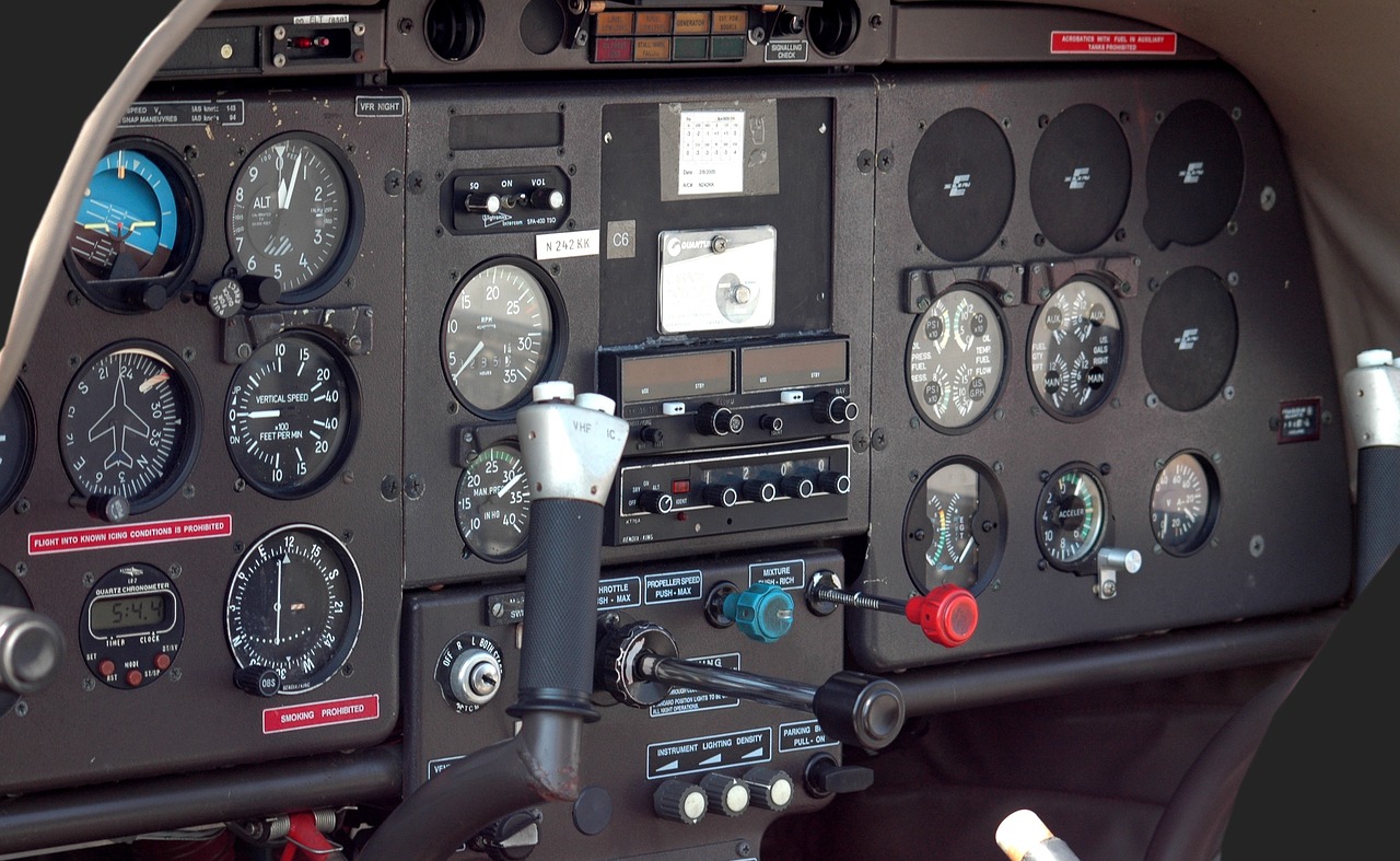 on board instruments in a cockpit